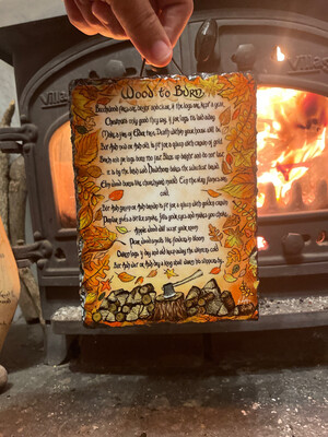 Wood To Burn poem - Glazed Slate