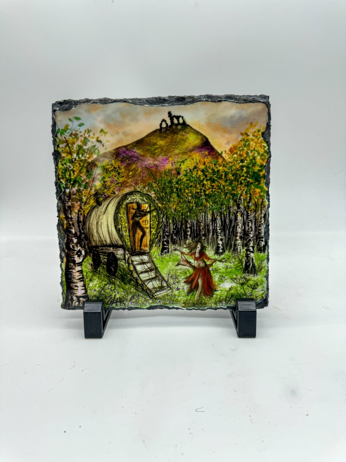 Dancing Romany (Dinas Bran - Llangollen)  - hanging or standing 15cm slate