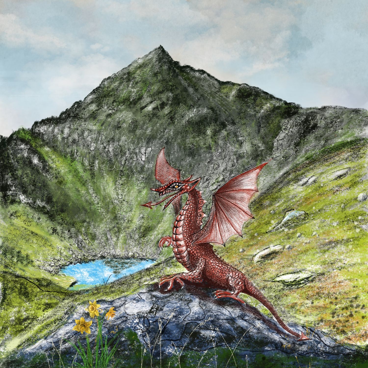 eryri / snowdon red dragon 19cm slate