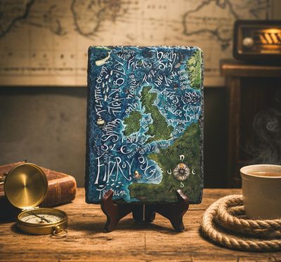The Shipping Forecast Map slate by GLH (14 x 19 cm)