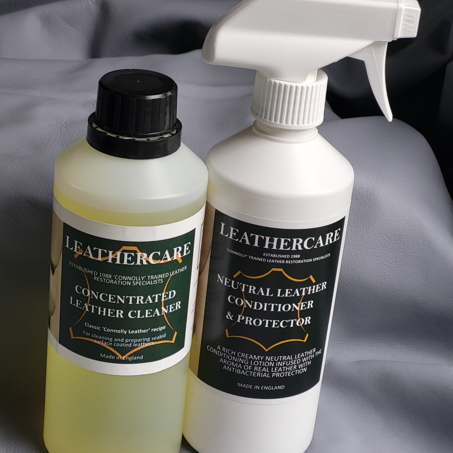 Neutral Leather Conditioner, Dye-guard & Antibacterial Protector (500ml) & Concentrated Leather Cleaner (500ml)