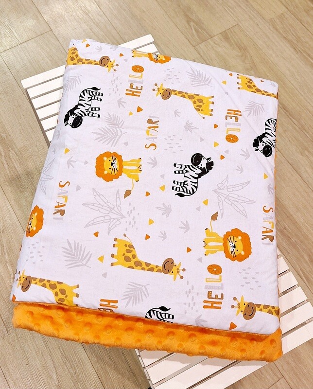 Couverture Zèbres Minky orange