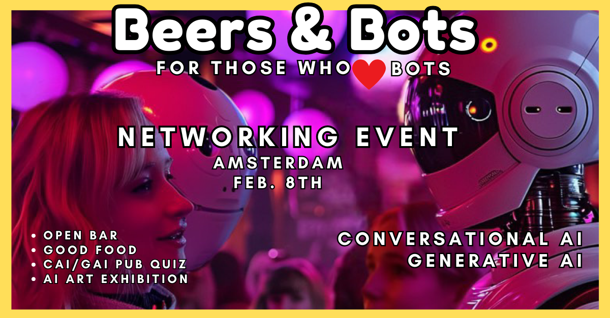 Beers & Bots Networking Event / Amsterdam / Open bar / Good food / Kahoot pub quiz / AI art exhibition / Location: Cafe De Kroon / Feb. 8th / 6-11 pm