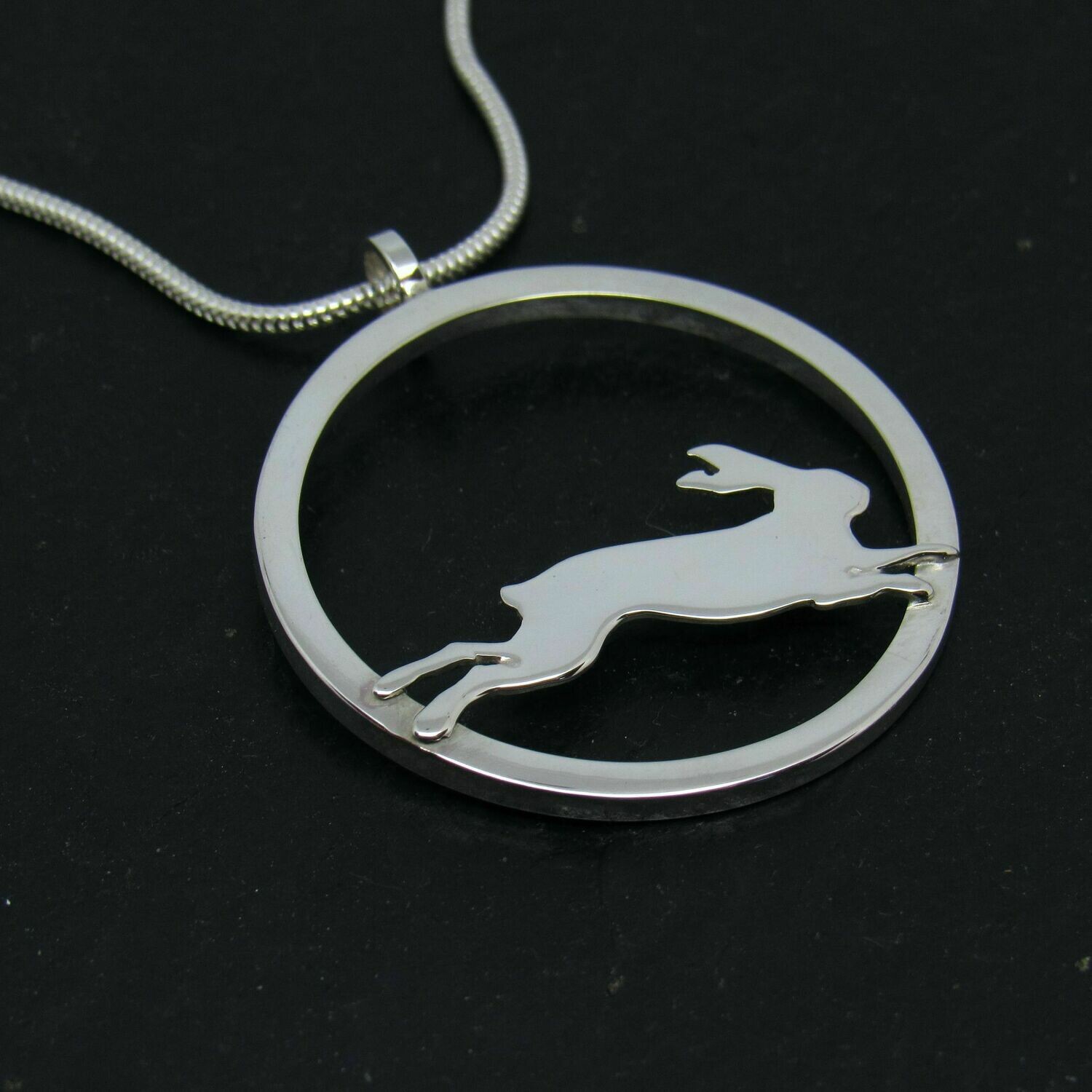 Leaping Hare Circle Pendant