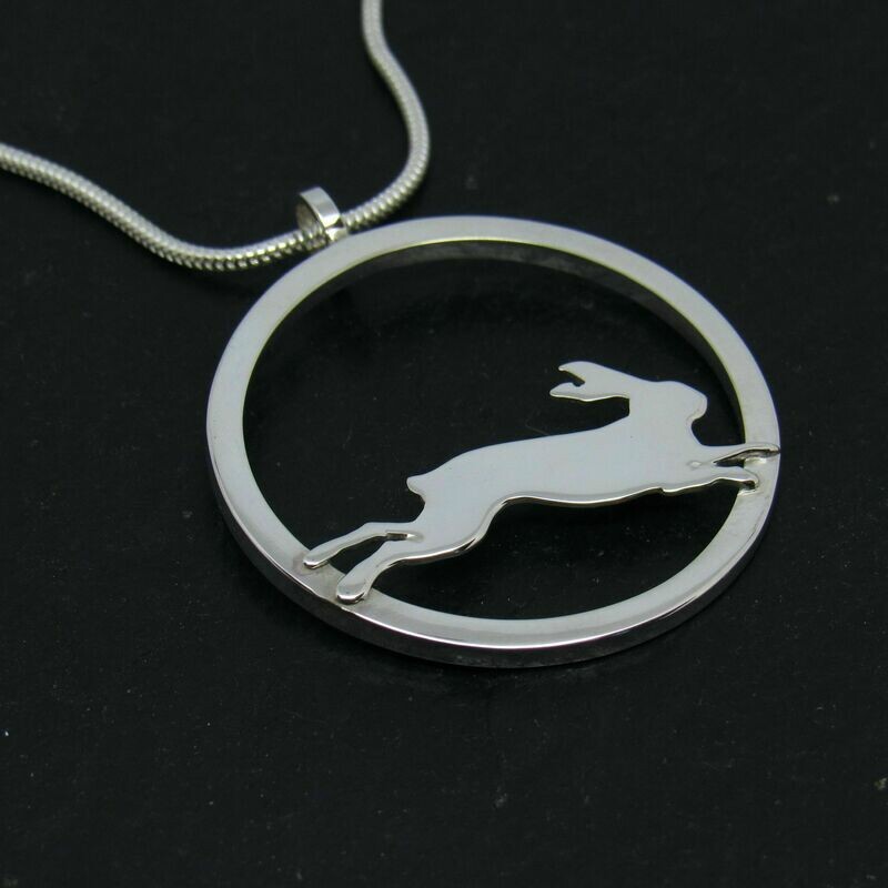 Leaping Hare Circle Pendant