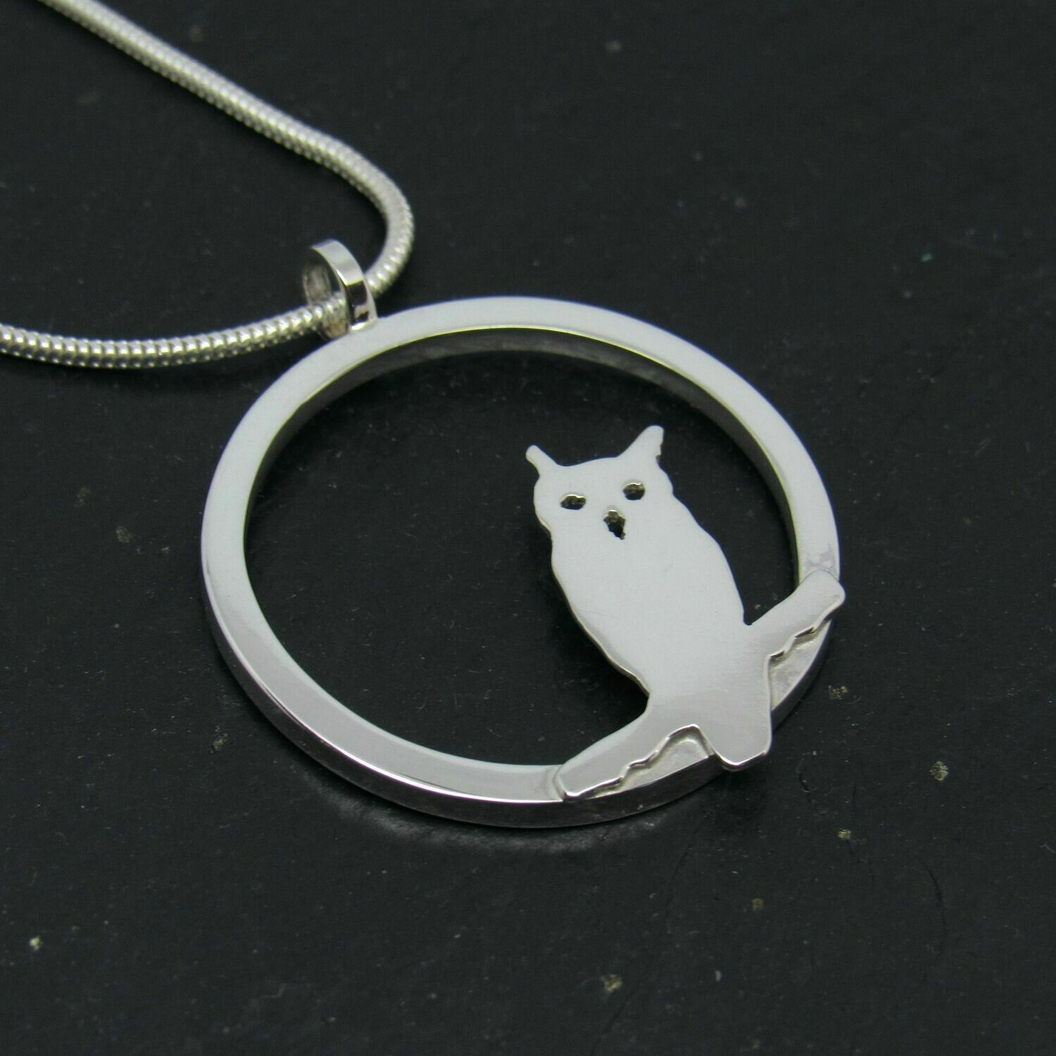 Scops Owl Circle Pendant