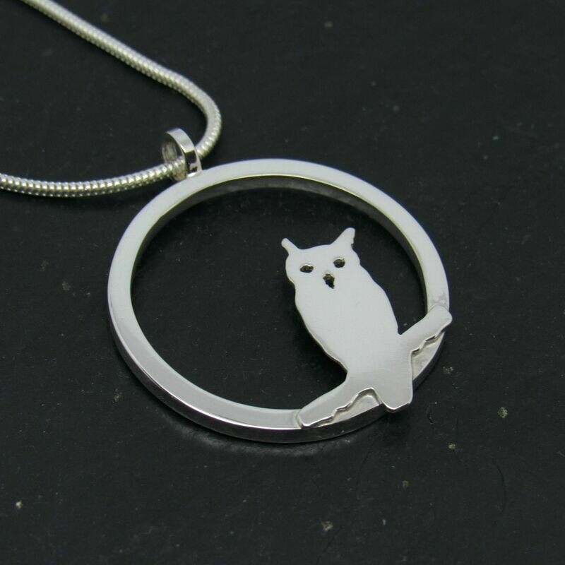 Scops Owl Circle Pendant