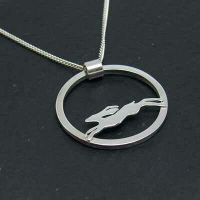 Leaping Hare Circle Pendant