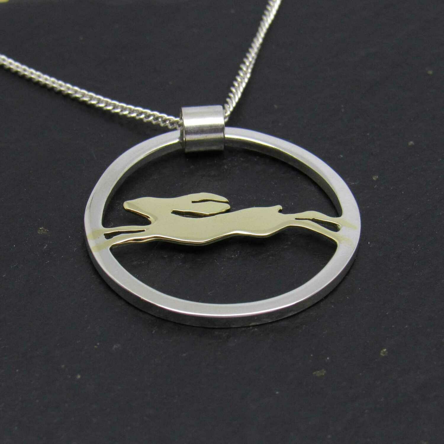 Leaping Hare in Silver and Brass