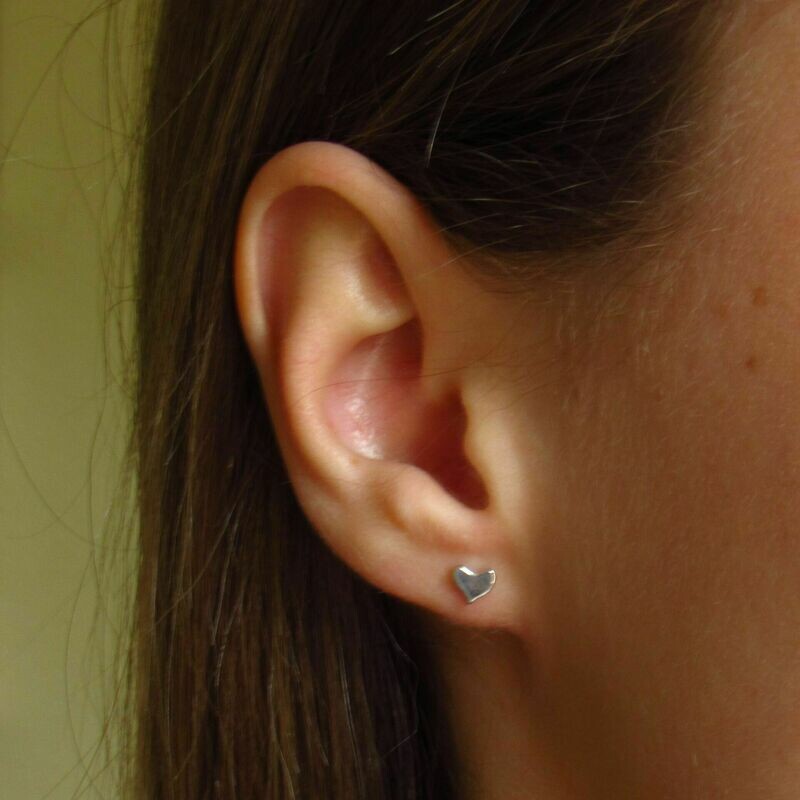 Hand Made Tiny Heart Studs