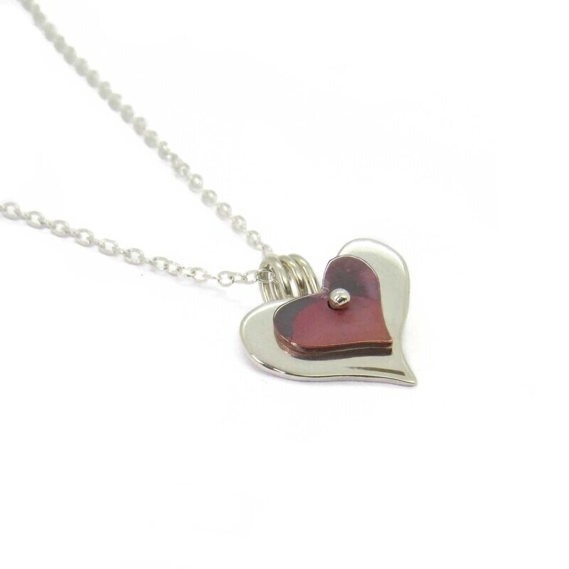 Little Silver and Flamed Copper Heart