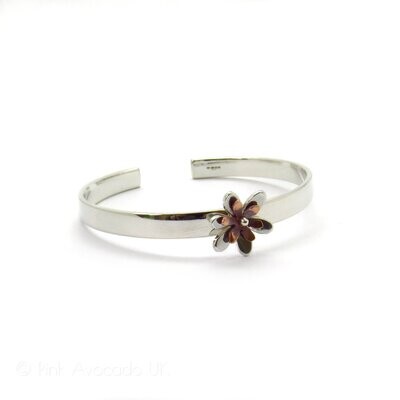 Ladies Flower with Flamed Copper Cuff Bangle