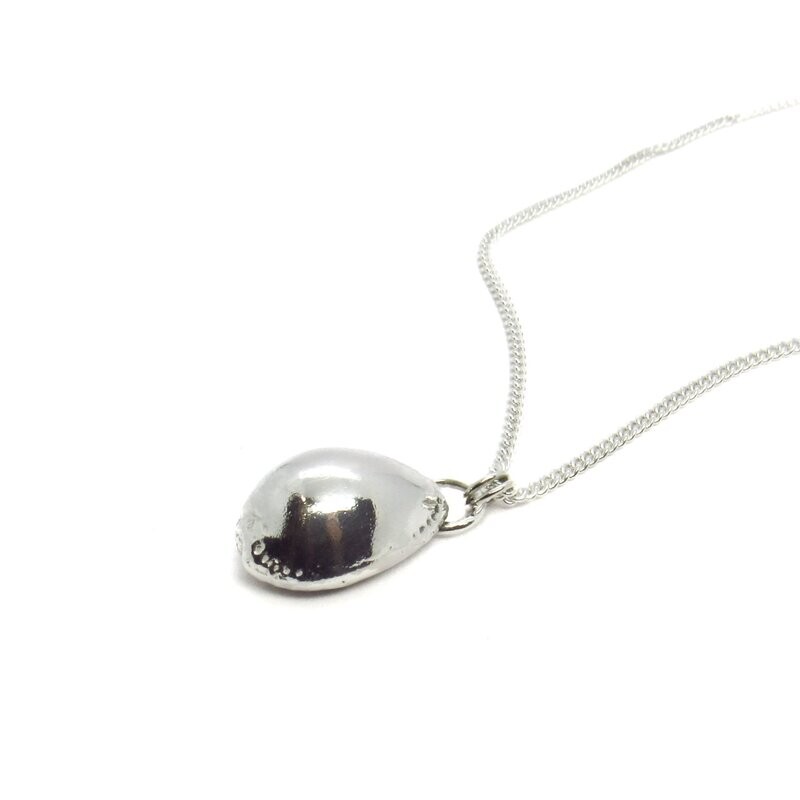 Solid Argentium Silver Cowrie Shell Pendant