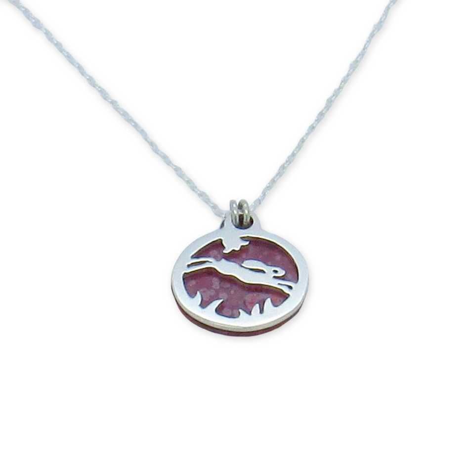 Tiny Leaping Hare Circle Pendant
