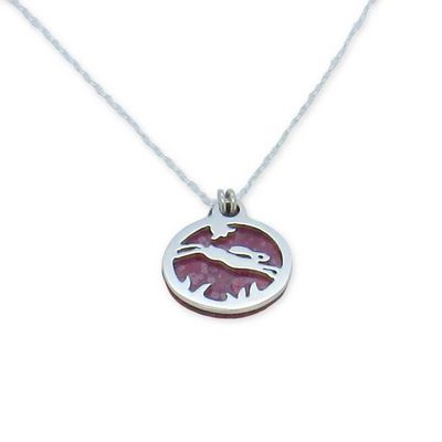 Tiny Leaping Hare Circle Pendant