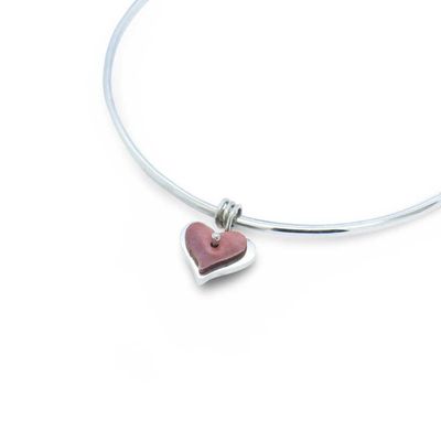 Argentium Silver Copper Heart Charm Bracelet