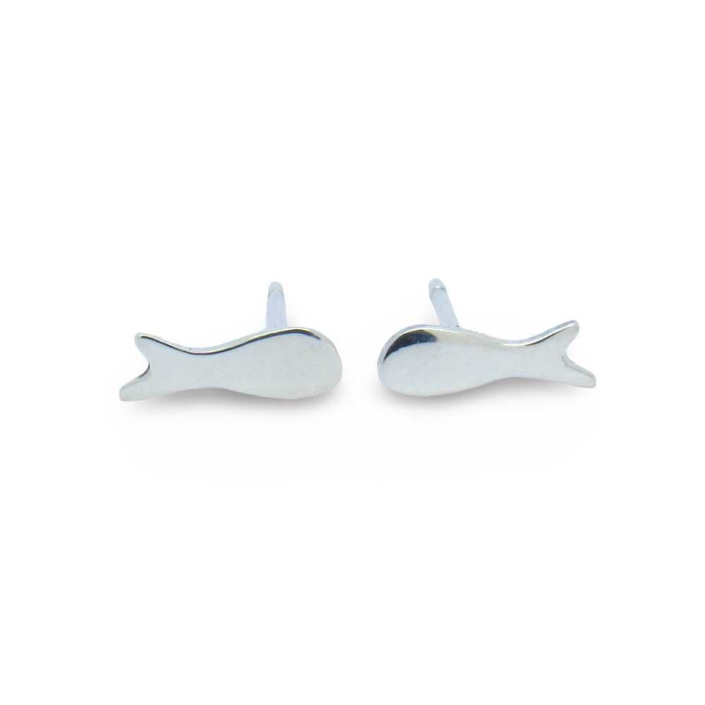 Hand Made Tiny Fish Studs in Silver or Copper