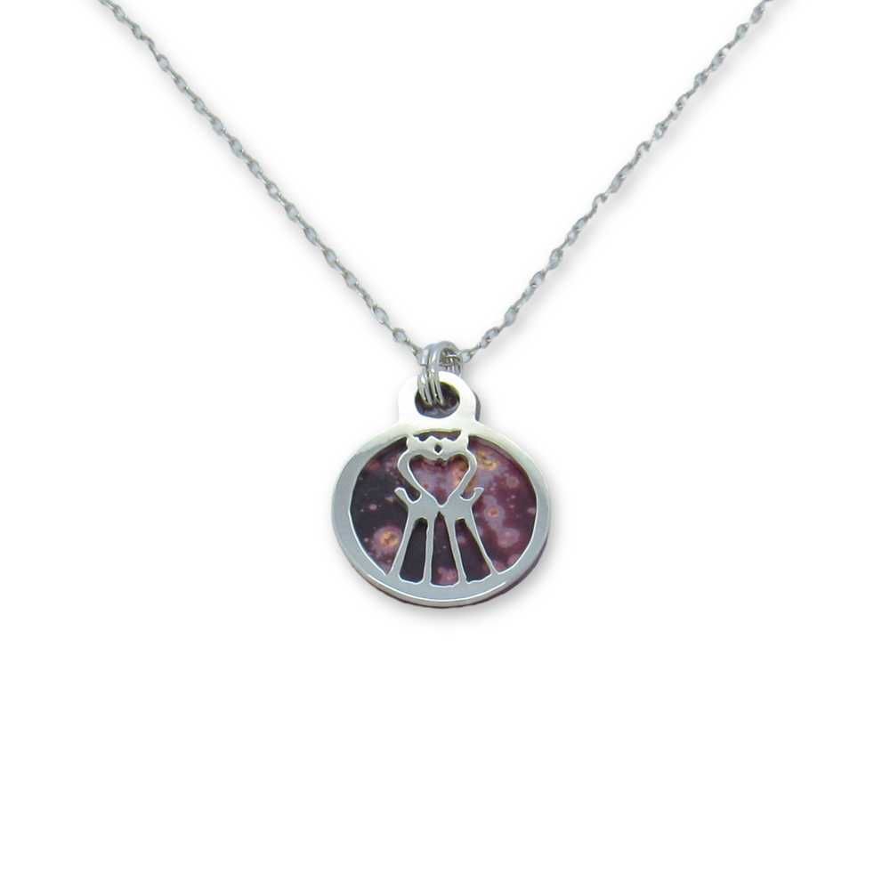 Tiny Giraffe Love Circle Pendant