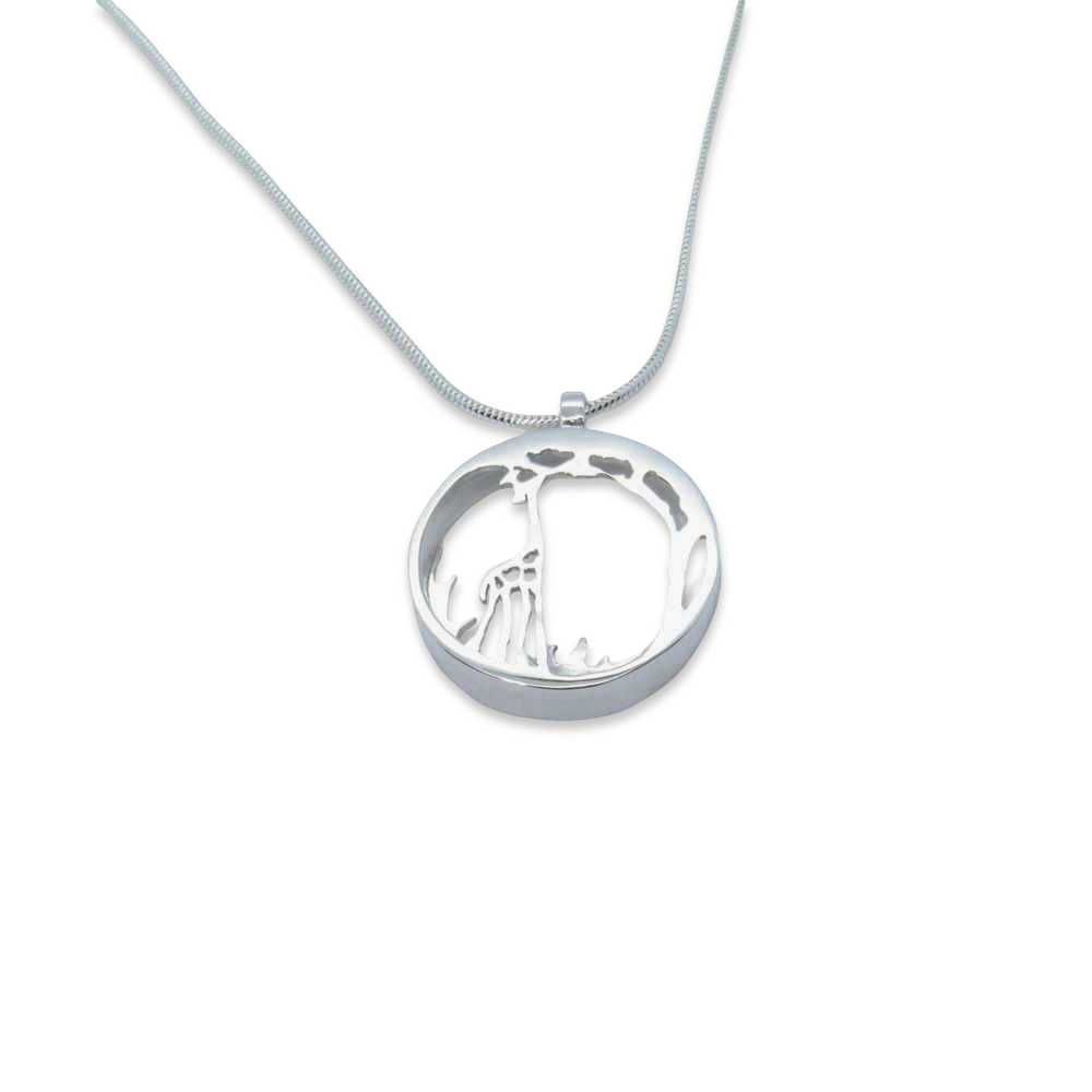 Giraffe and Acacia Tree Shadow Pendant