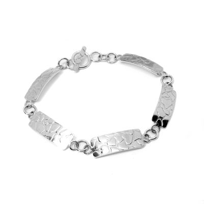 Argentium Ladies Giraffe Heart Print Link Bracelet