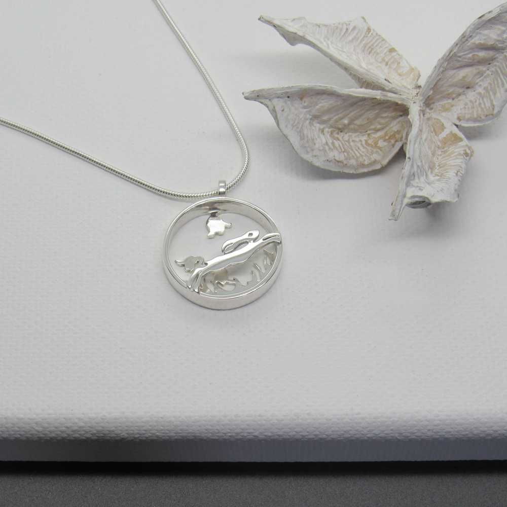 Leaping Hare in the Bluebells Pendant