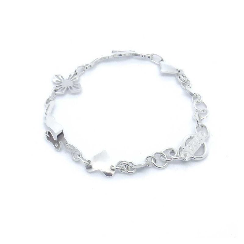 Argentium Ladies Hare Link Bracelet with One Flower