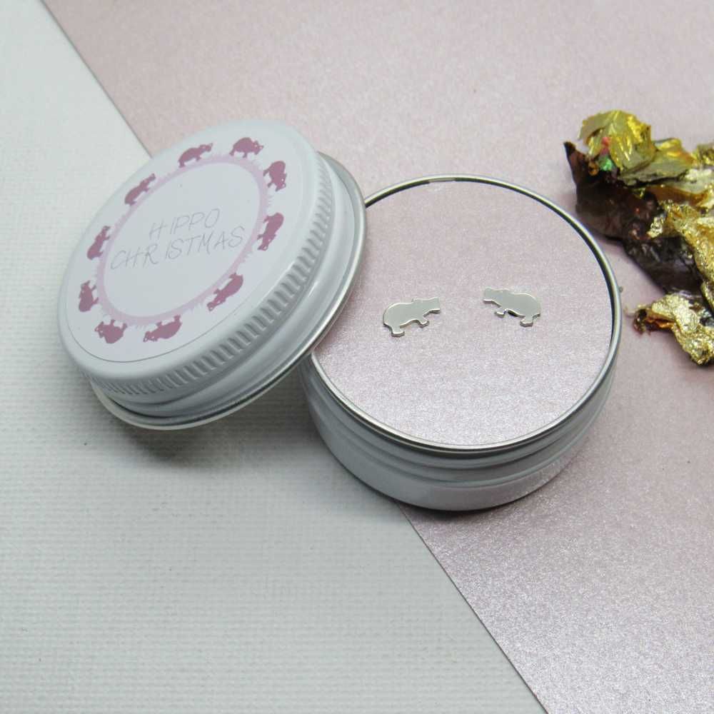 Hippo Christmas Studs Hippo Christmas Studs