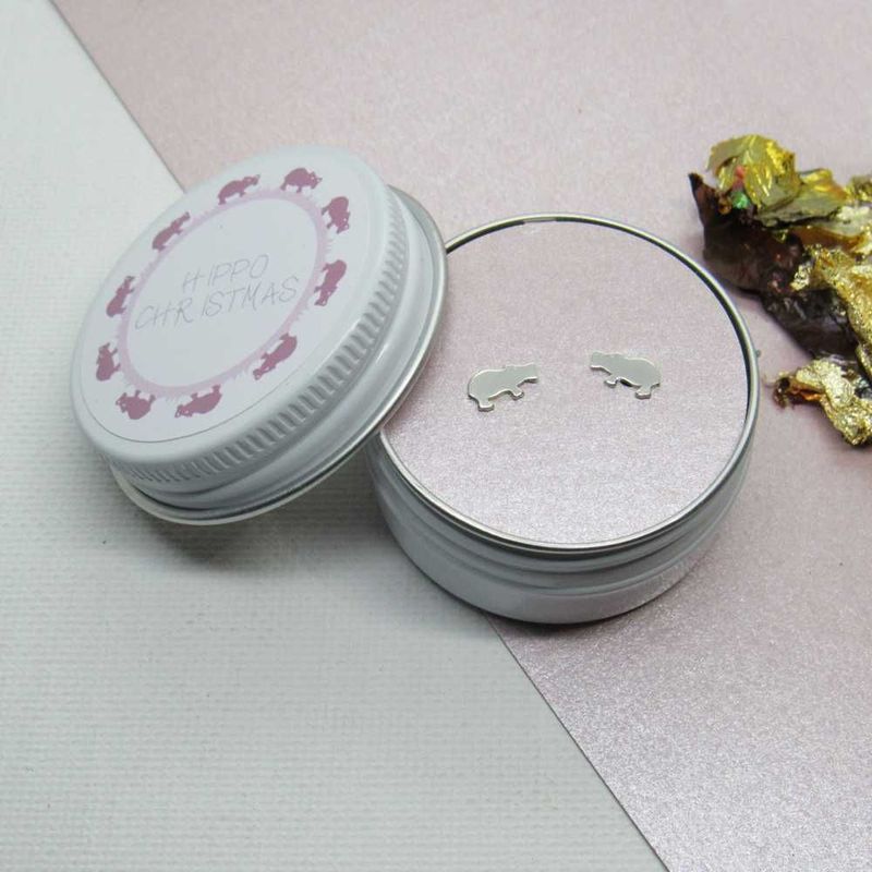 Hippo Christmas Studs