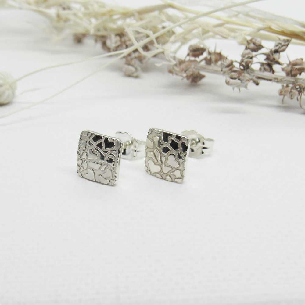 Hand Made Giraffe Heart Square Studs Hand Made Giraffe Heart Square Studs