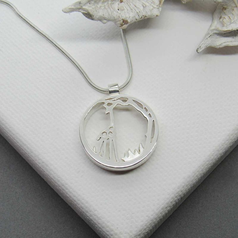 Giraffe and Acacia Tree Shadow Pendant