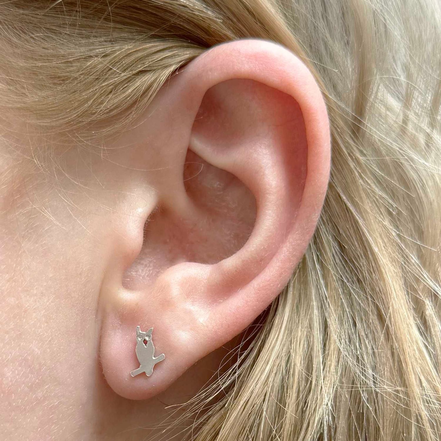 Hand Made Tiny Scops Owl Studs