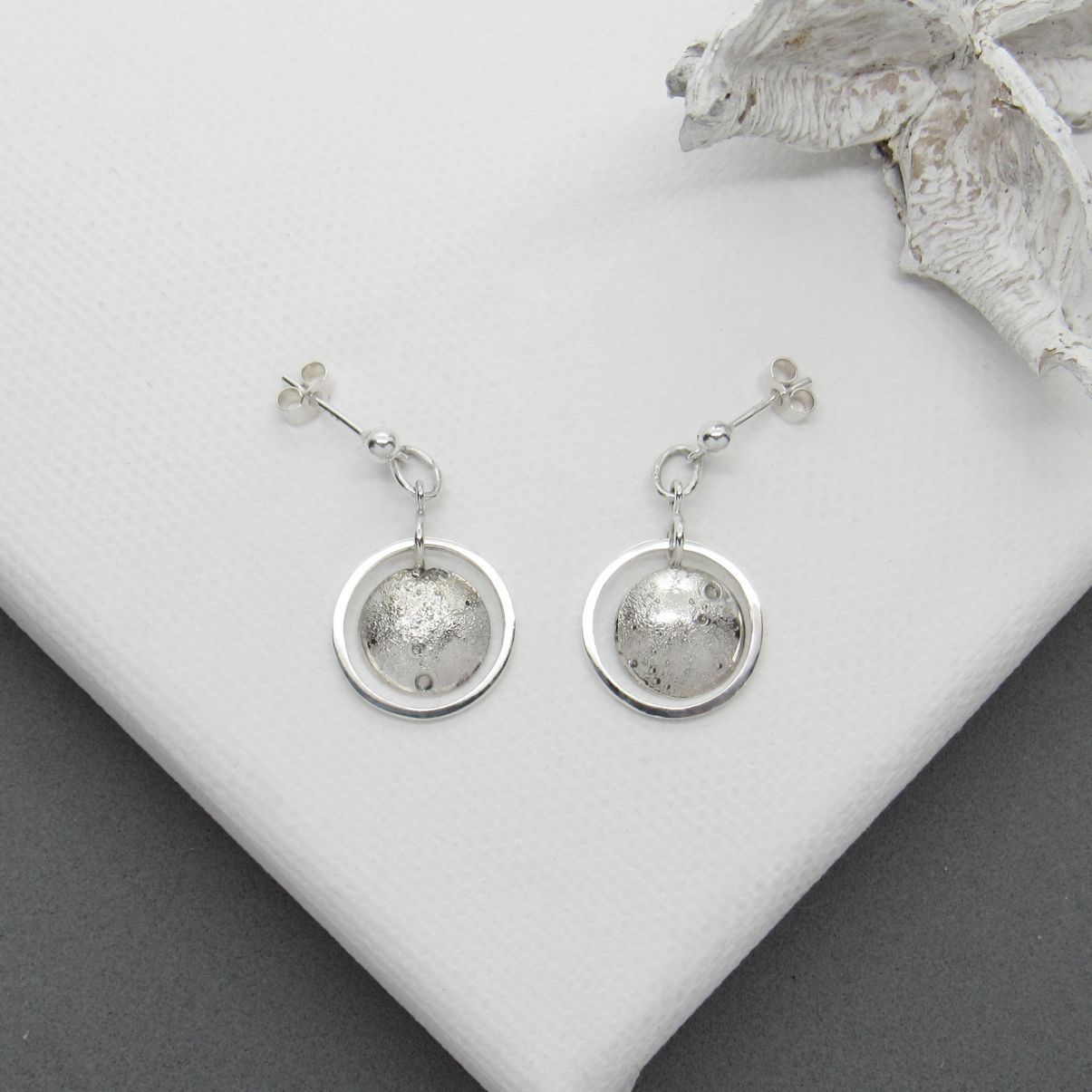 Moon Circle Stud Drop Earrings
