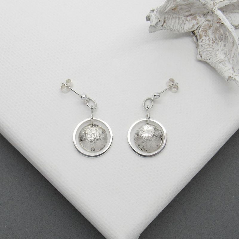 Moon Circle Stud Drop Earrings