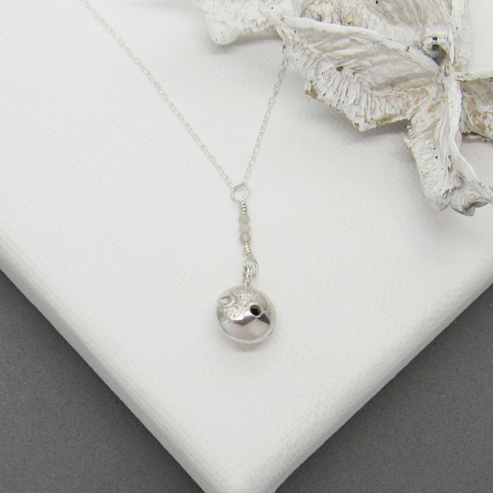 Moon Pendant with Secret Scops Owl