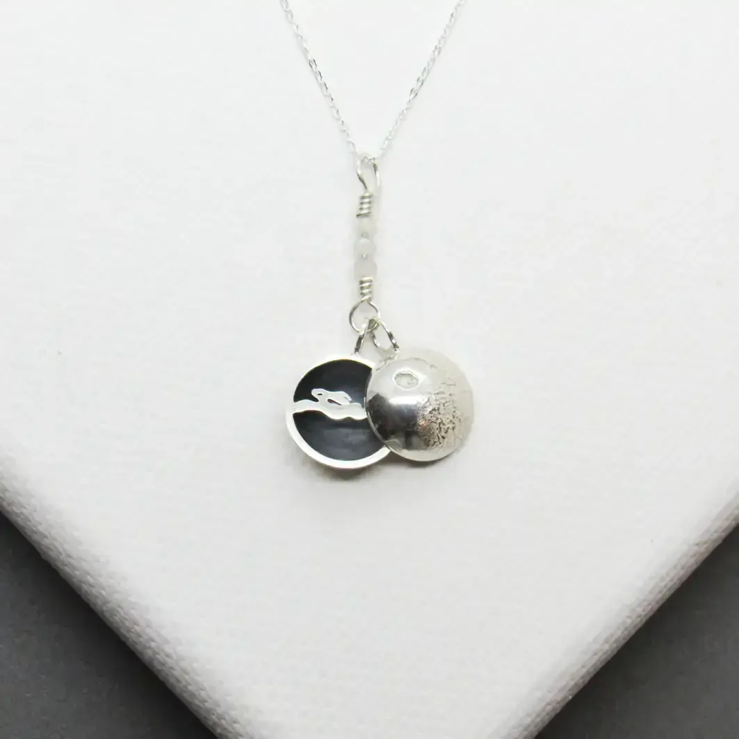 Moon Pendant with Secret Running Hare Moon Pendant with Secret Running Hare