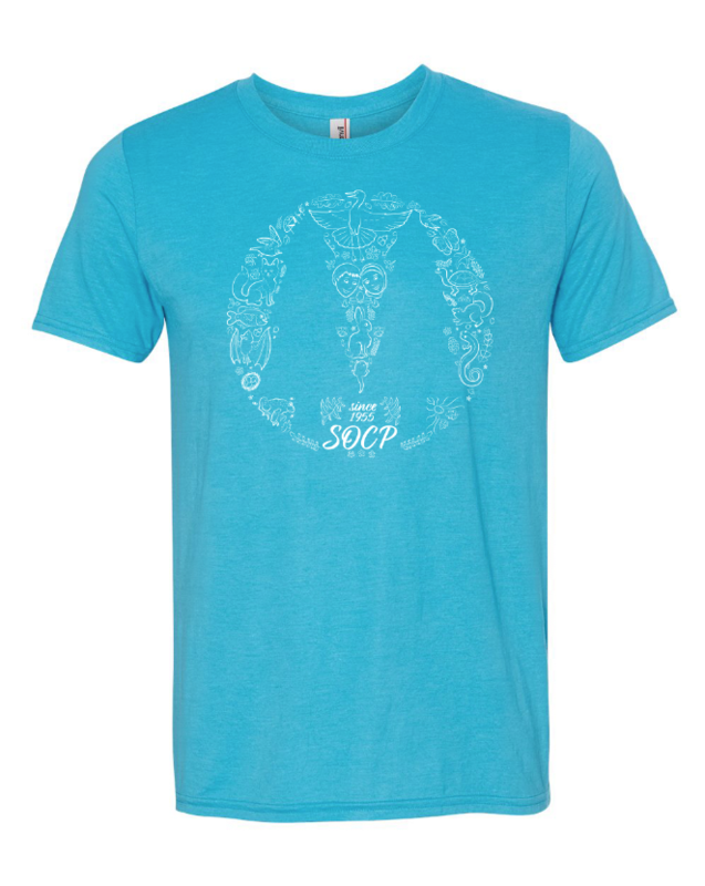 Adult SOCP 1955 Fundraising Shirt in Heather Carribean Blue