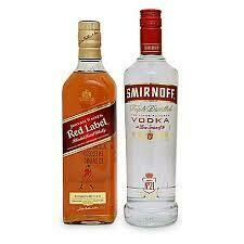 Whisky Red Label y Vodka