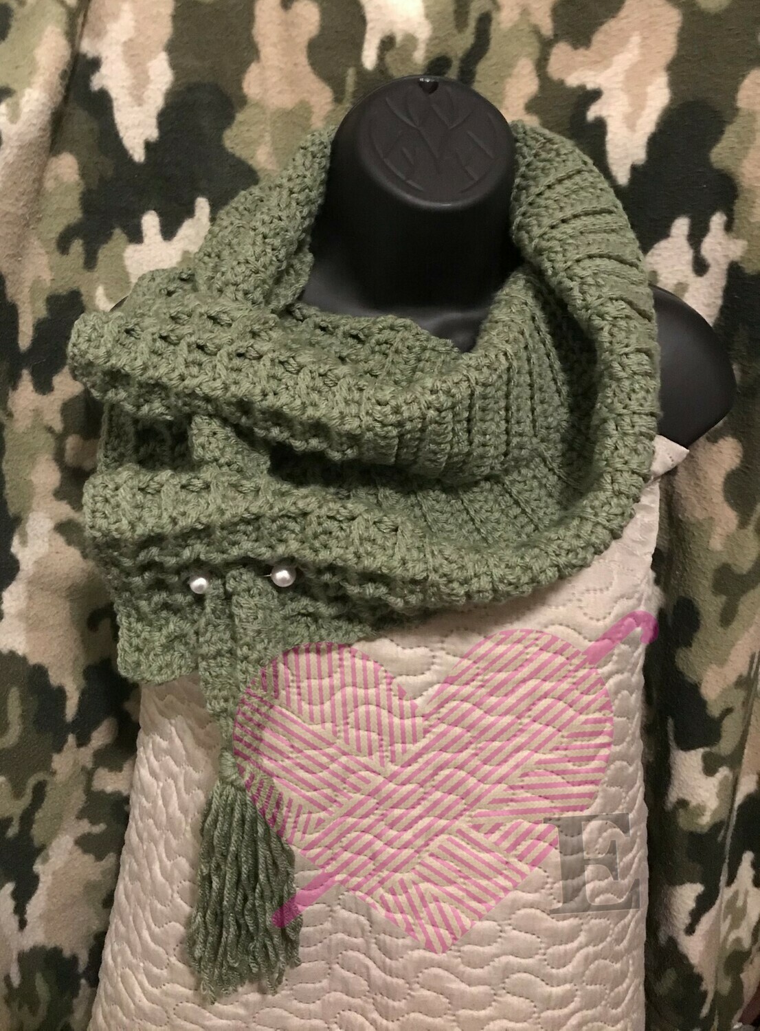 Olive Green Waffle Scarf