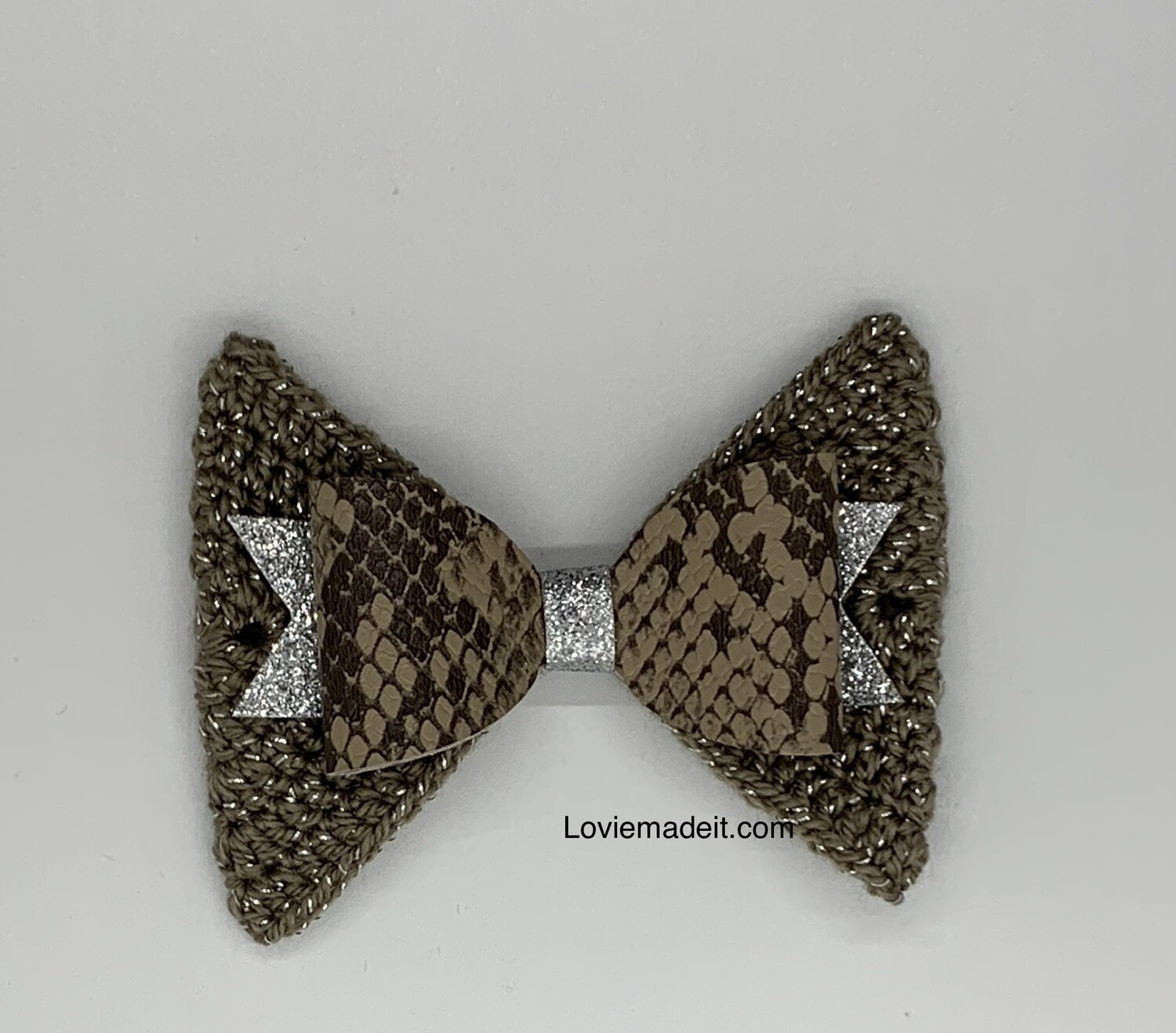 Taupe Snake skin Bow