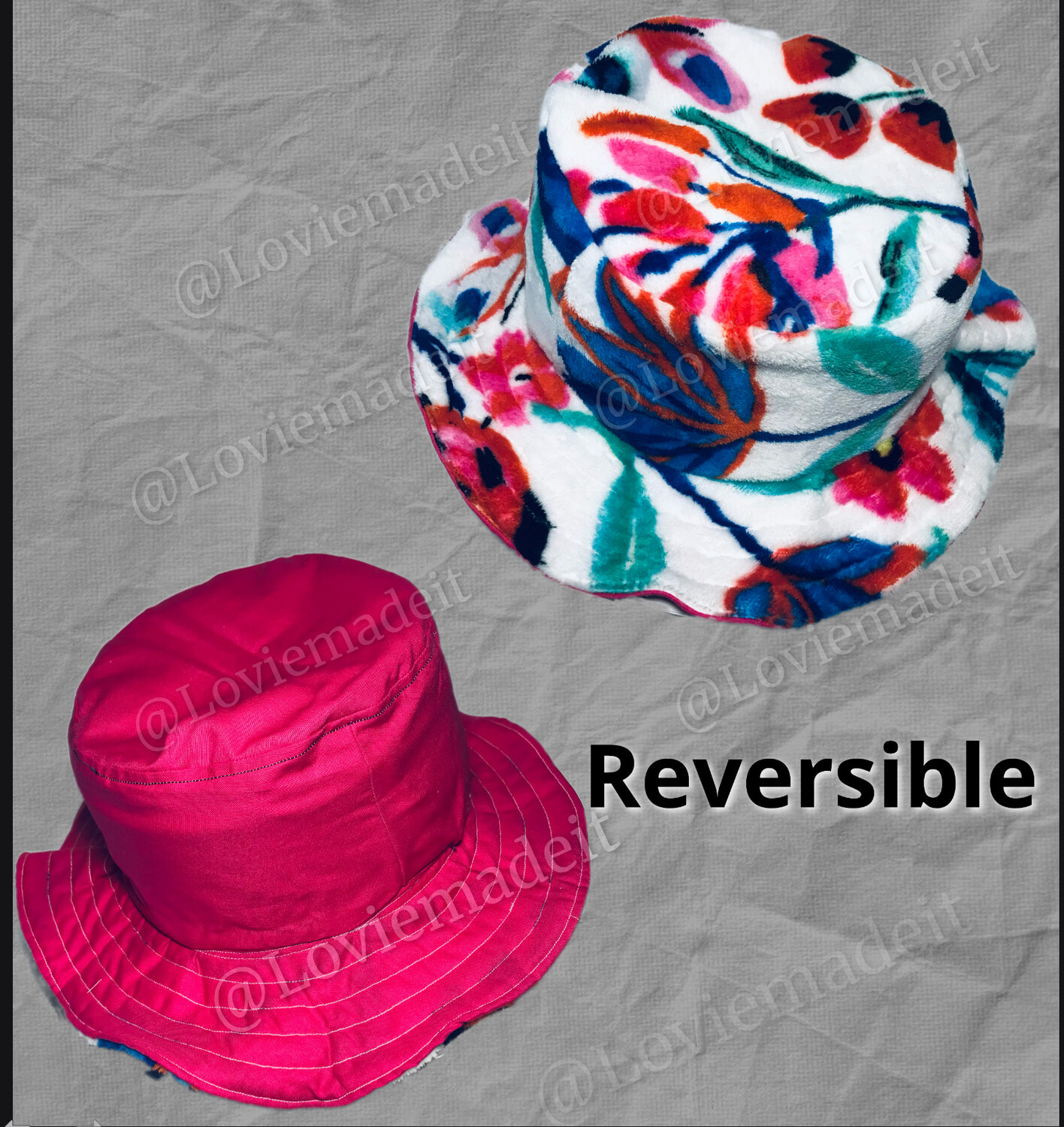 Floral Hot Pink Reversible Bucket Hat