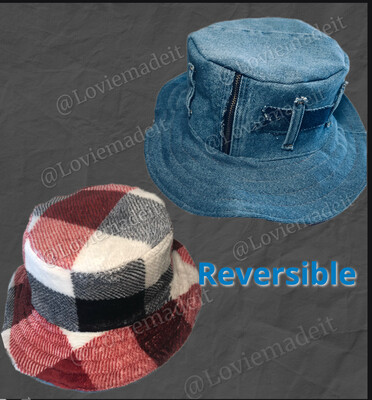 Denim & Plaid Reversible Bucket Hat