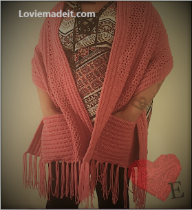 V-Stitch Pocket Shawl Crochet Pattern