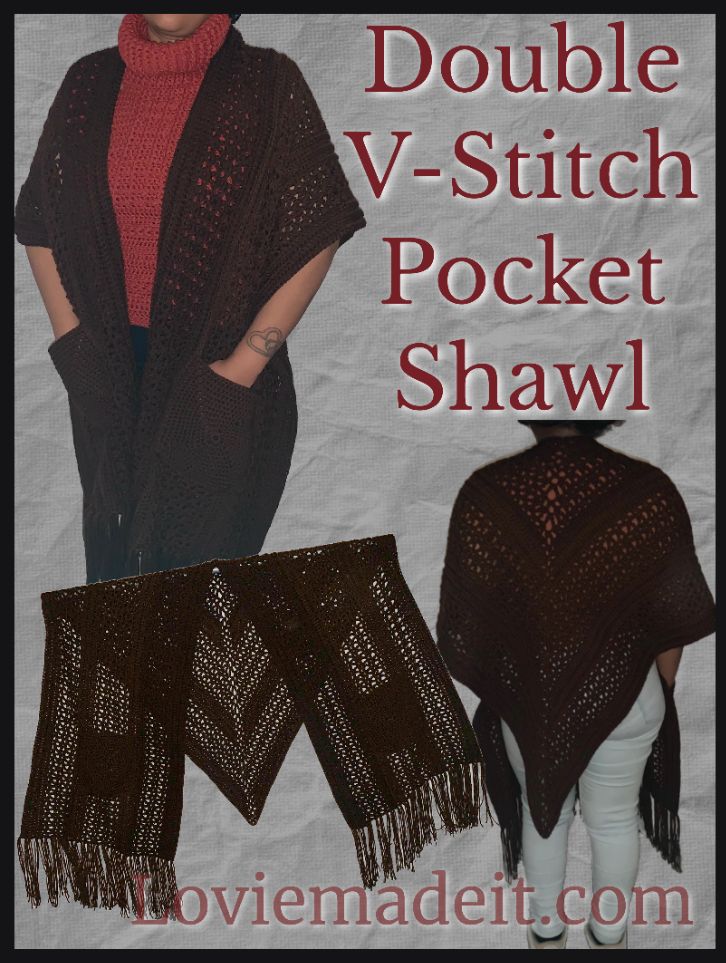 Double V Stitch Pocket Shawl Pattern