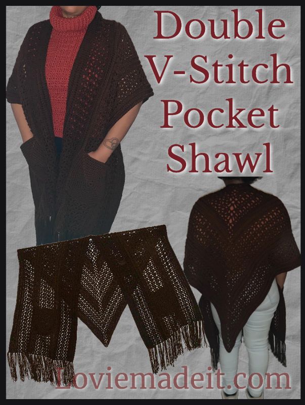 Double V Stitch Pocket Shawl Pattern