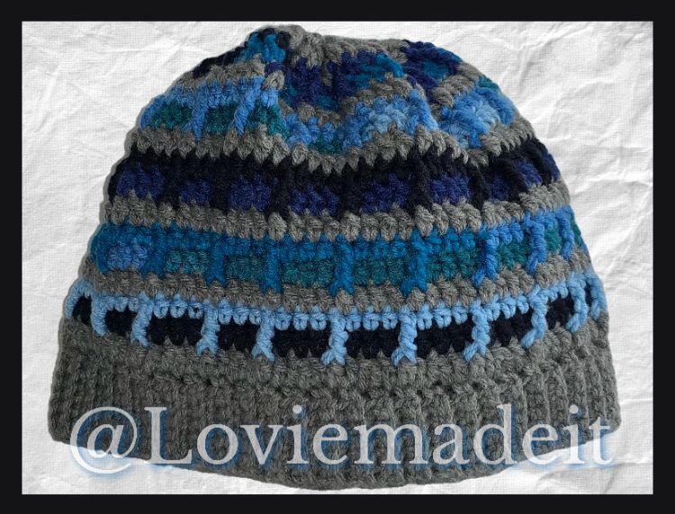 Shades of Blue Striped Beanie