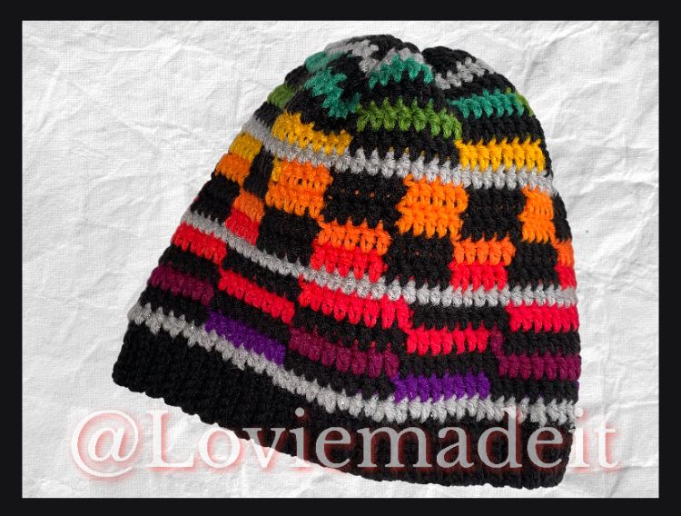Black Rainbow Cubed Beanie