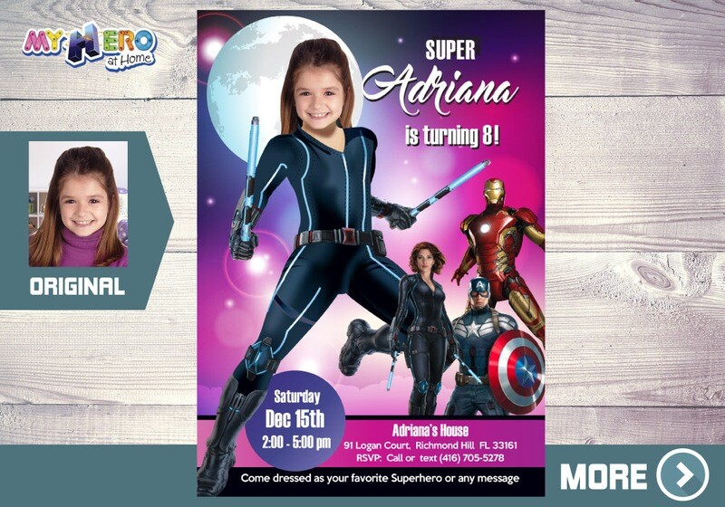 Black Widow party Invitation, Black Widow photo invitation, Black Widow theme Party. 073