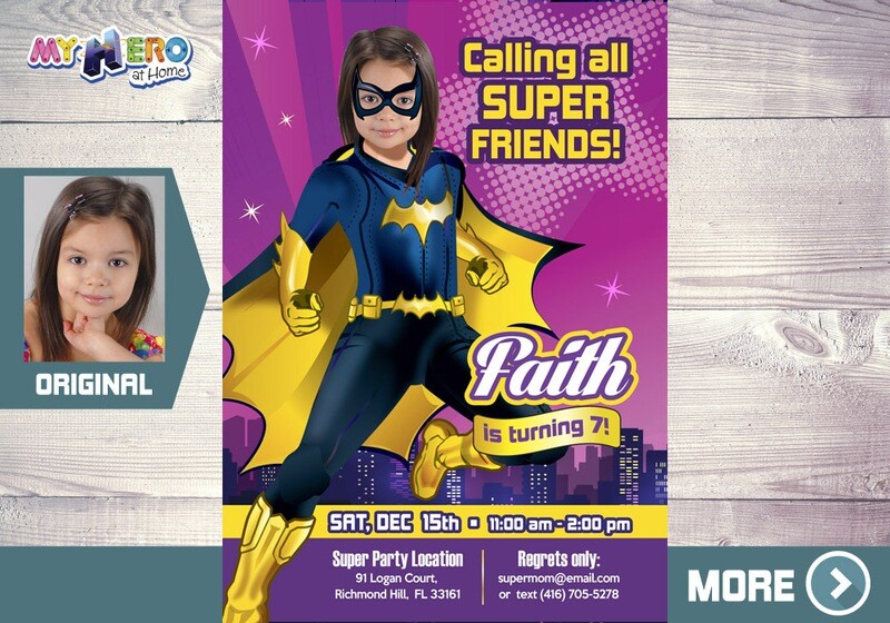 Batwoman Birthday Invitation, Batwoman photo Invitation, Batwoman theme Party, Batwoman Invitation. 187