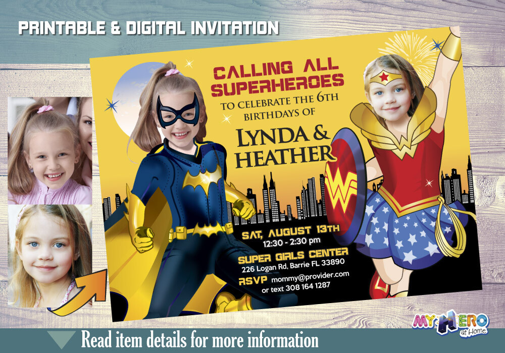 Batgirl and Wonder Girl party, Batgirl and Wonder Girl theme party, Batgirl and Wonder Girl template. 184
