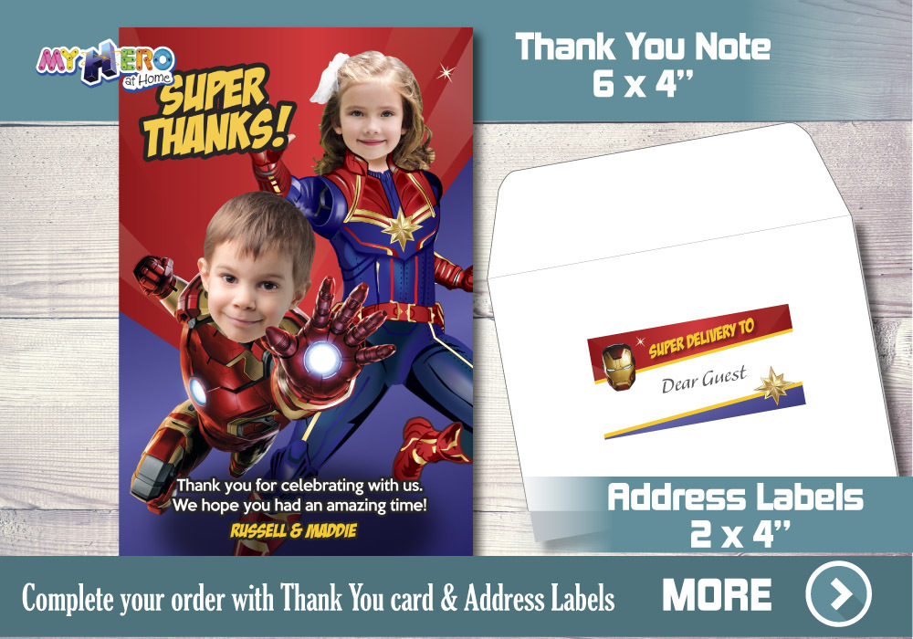 Iron Man 2 Marvel Superhero Avengers Kids Birthday Party Thank You Notes Cards